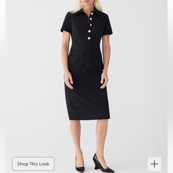 J. Crew Collared sheath dress bi-stretch wool blend Harbor View Blue BY788 - Picture 2 of 11